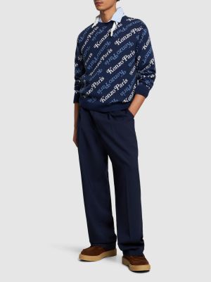 Medvilninis megztinis Kenzo Paris mėlyna