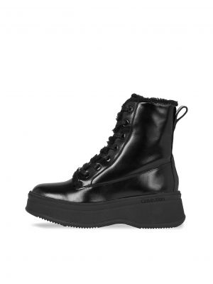 Μπότες με κορδόνια Calvin Klein μαύρο