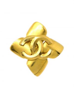 Gėlėtas sagė Chanel Pre-owned auksinė