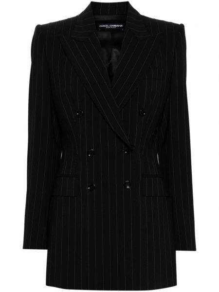 Stribet uld dobbeltradet blazer Dolce & Gabbana sort