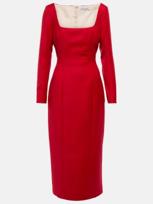 Vestido midi de lana de franela Emilia Wickstead rojo