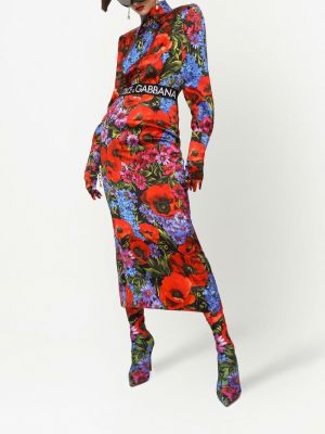 Květinová saténová košile s potiskem Dolce & Gabbana červená