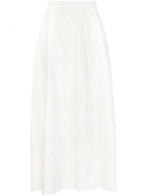 Bavlnená midi sukňa s výšivkou Elie Saab biela