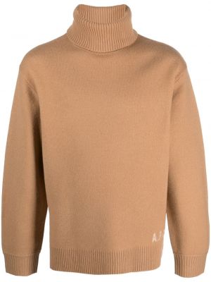 Vlnený sveter s potlačou A.p.c. hnedá