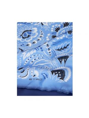 Bufanda de seda con estampado con estampado de cachemira Etro azul
