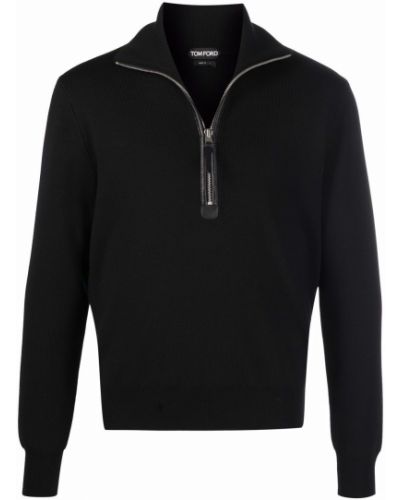 Fleece zip lang genser Tom Ford svart