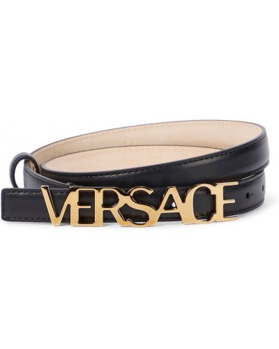 Кожаный колан Versace черно