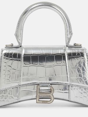 Crossbody väska i läder Balenciaga silver