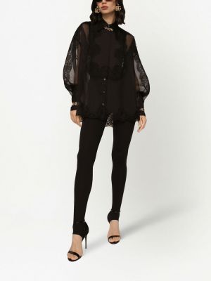 Spitzen transparente geblümte hemd Dolce & Gabbana schwarz