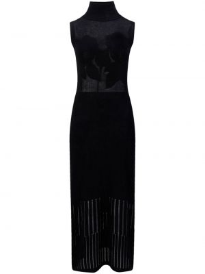 Dzianinowa sukienka długa bez rękawów bawełniana Shanghai Tang czarna