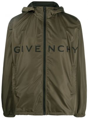 Zielona kurtka z kapturem z nadrukiem Givenchy