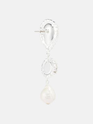 Křišťálové náušnice s perlami Magda Butrym bílé