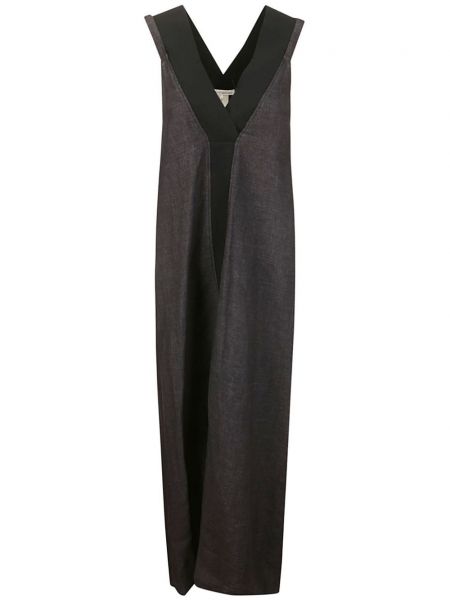 Lanena haljina s v-izrezom Stefano Mortari siva