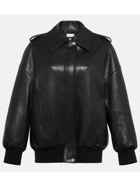 Veste de cuir oversize Alexander Mcqueen noir