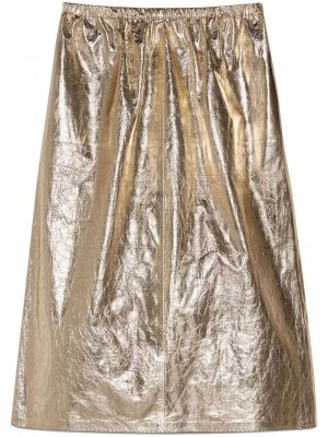 Kožená sukně s vysokým pasem Gucci - zlato