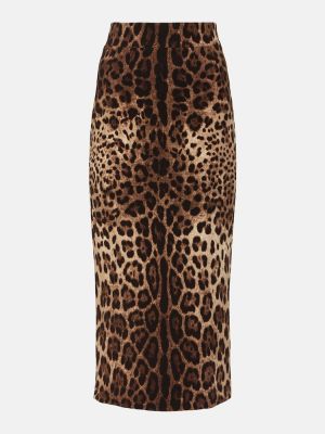 Woll midirock mit print mit leopardenmuster Dolce&gabbana