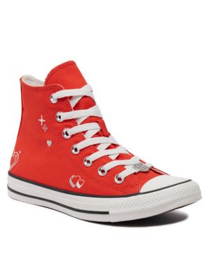 Szív mintás csillag mintás tornacipő Converse piros