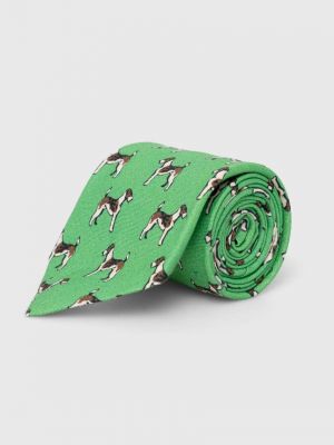 Lniany krawat Polo Ralph Lauren zielony