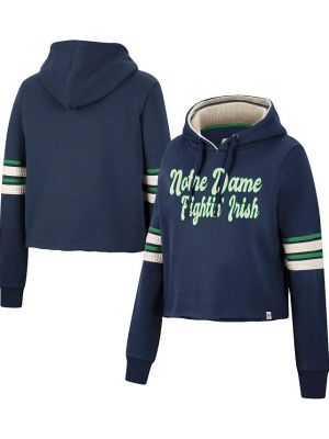 Женский укороченный пуловер с капюшоном темно-синего цвета Notre Dame Fighting Irish Retro Colosseum синий