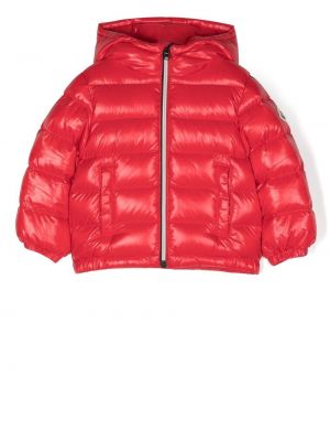 Lång jacka med huva för tjejer Moncler Enfant röd