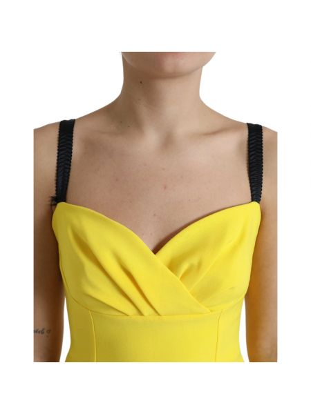 Vestido midi sin mangas Dolce & Gabbana amarillo