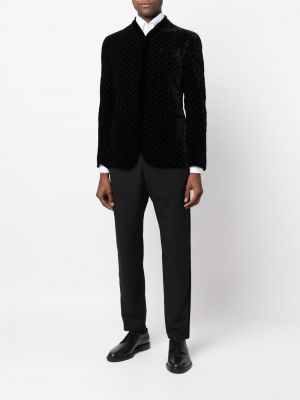 Sametové rovné kalhoty Giorgio Armani černé