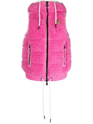 Fleecová vesta s kapucňou Moncler Grenoble ružová