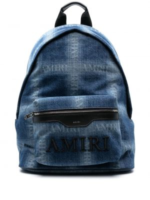 Kockovaný batoh s potlačou Amiri modrá