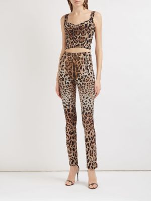 Taisnas bikses ar apdruku ar leoparda rakstu Dolce & Gabbana