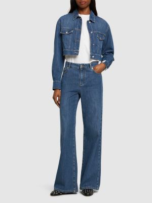 Bavlněné džíny s nízkým pasem relaxed fit Moschino modré