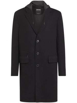Kabát s kapucňou Zegna čierna