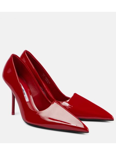 Кожени полуотворени обувки от лакирана кожа Acne Studios червено