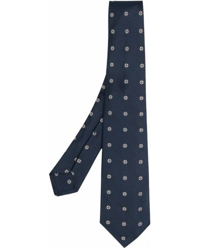 Corbata con bordado de flores Kiton azul
