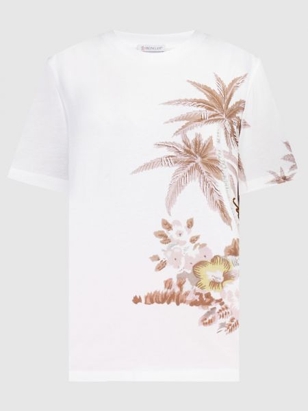 Белая футболка в цветочек с принтом Moncler