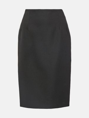 Falda midi ajustada de lana Versace negro