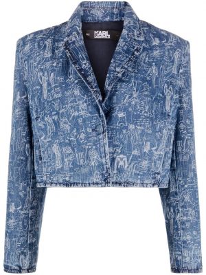 Denim jakna s potiskom Karl Lagerfeld modra