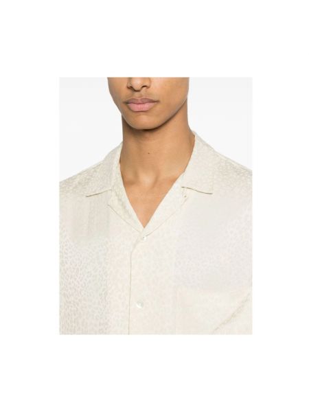 Koszula w panterkę żakardowa flanelowa Portuguese Flannel biała