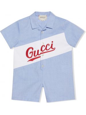 Bomull brodert romper for jenter Gucci Kids blå