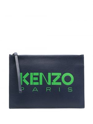 Trykt lær clutch Kenzo blå