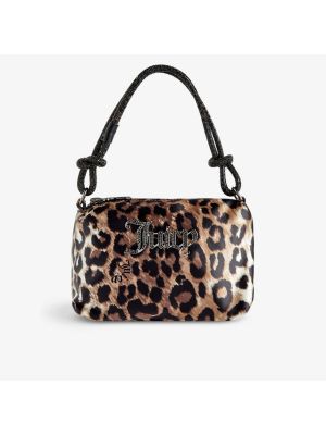 Фирменная шелковая сумка с верхней ручкой, украшенная кристаллами Juicy Couture, natural