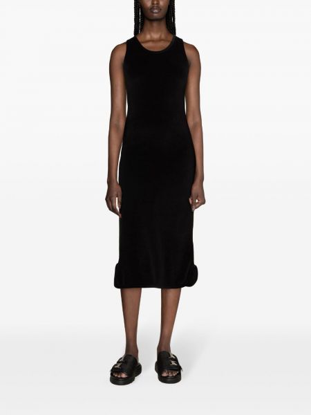 Aksamitna haftowana sukienka midi Jil Sander czarna