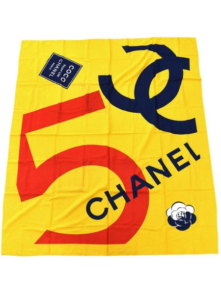 Fular din bumbac cu imagine Chanel Pre-owned galben