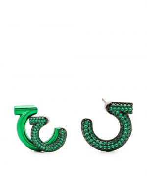 Salvatore Ferragamo crystal-embellished hoop earrings - Vert