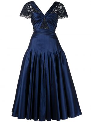 Вечерна рокля с v-образно деколте Tadashi Shoji синьо