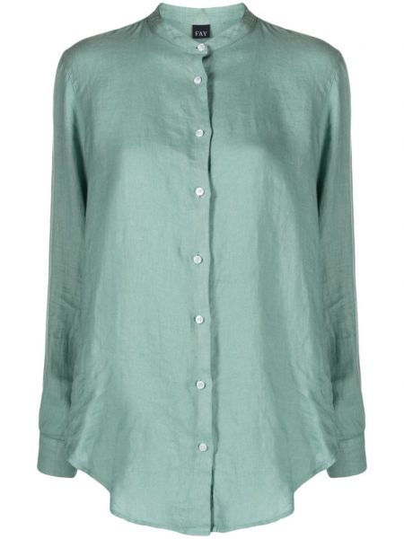 Λινό πουκάμισο Fay πράσινο