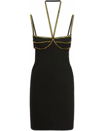 Krepové křišťálové mini šaty The Attico černé