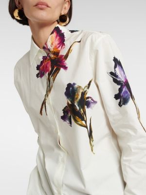 Camisa de algodón de flores Dries Van Noten blanco