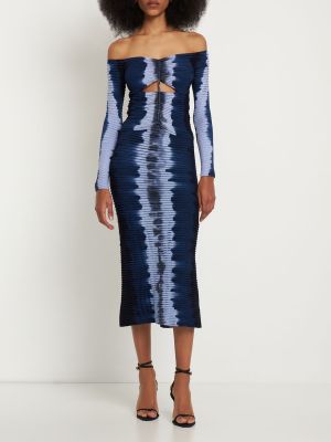 Batikované plisované dlouhá sukně jersey Altuzarra modré