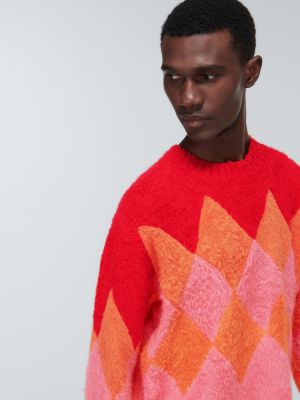 Bombažni pulover iz žakarda Sacai rdeča