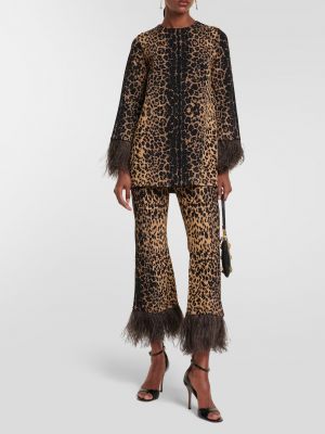Леопардовый свитер с перьями с принтом Valentino коричневый